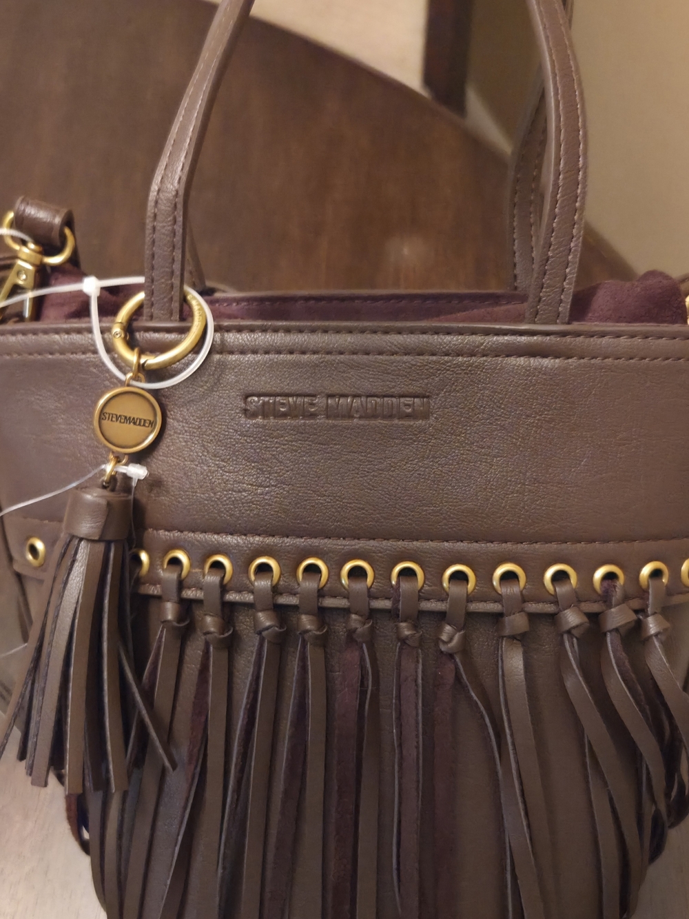 NWT Steve Madden Nutshell Crossbody Fringe Bucket Bag